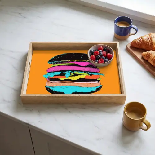 Hamburger - Kleurrijk - Speels Dienblad Rechthoek middel -sfeer2