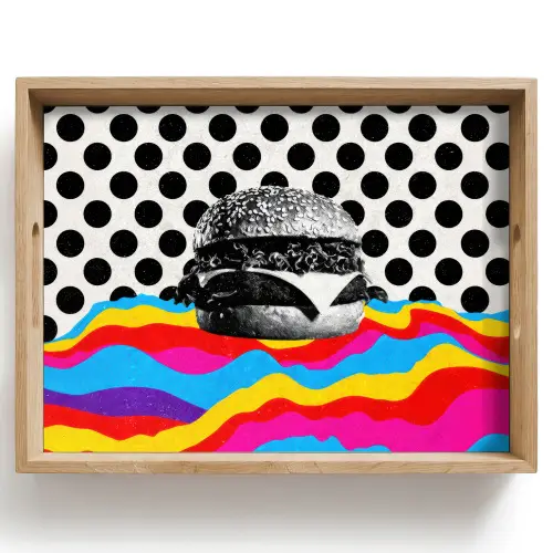 Hamburger - Stippen - Golven - Kleuren Dienblad Rechthoek middel -z3d_shopping