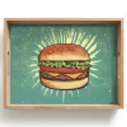Hamburger - Illustratie - Sla - Kaas Dienblad Rechthoek middel -z3d_shopping