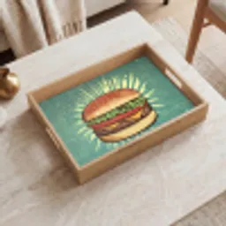 Hamburger - Illustratie - Sla - Kaas Dienblad Rechthoek middel -sfeer1