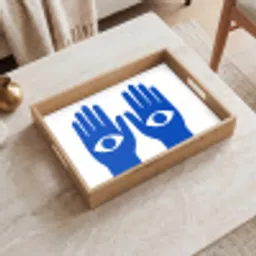Handen - Twee - Ogen - Blauw Dienblad Rechthoek middel -sfeer1