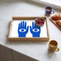 Handen - Twee - Ogen - Blauw Dienblad Rechthoek middel -sfeer2