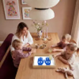 Handen - Twee - Ogen - Blauw Dienblad Rechthoek middel -sfeer4