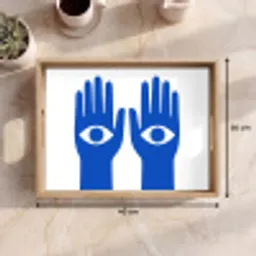 Handen - Twee - Ogen - Blauw Dienblad Rechthoek middel -USP_Formaat