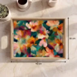 Harmonieus - Abstracte bloemen - Warme tinten Dienblad Rechthoek middel -USP_Formaat