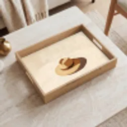 Hoed - Minimalistisch - Schaduw - Beige Dienblad Rechthoek middel -sfeer1