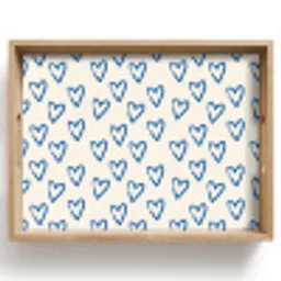 Hartjes patroon - Blauw - Beige - Liefde Dienblad Rechthoek middel -z3d_shopping