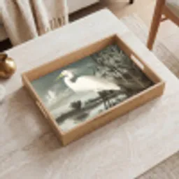 Reiger - Planten - Wolken - Wit Dienblad Rechthoek middel -sfeer1