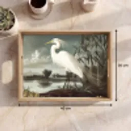 Reiger - Planten - Wolken - Wit Dienblad Rechthoek middel -USP_Formaat