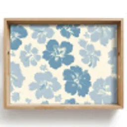 Hibiscusbloemen - Blauw - Patroon - Tropisch Dienblad Rechthoek middel -z3d_shopping
