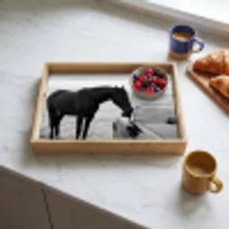 Paard - Auto - Zwart - Wit Dienblad Rechthoek middel -sfeer2