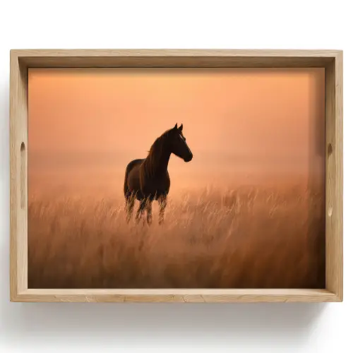 Paard - Grasveld - Zonsondergang Dienblad Rechthoek middel -z3d_shopping