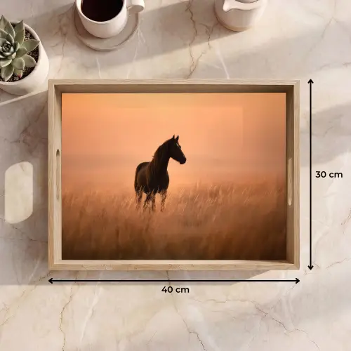 Paard - Grasveld - Zonsondergang Dienblad Rechthoek middel -USP_Formaat