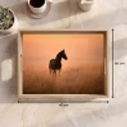 Paard - Grasveld - Zonsondergang Dienblad Rechthoek middel -USP_Formaat