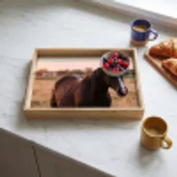 Paard - Zonsondergang - Bruin Dienblad Rechthoek middel -sfeer2