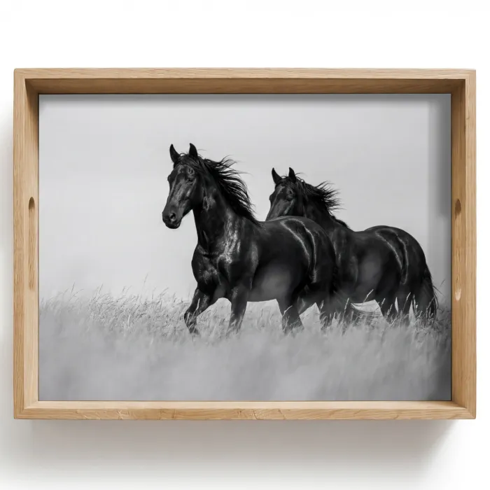 Paarden - Gras - Zwart - Wit Dienblad Rechthoek middel -z3d_shopping