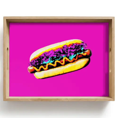 Hotdog - Roze - Retro Dienblad Rechthoek middel -z3d_shopping