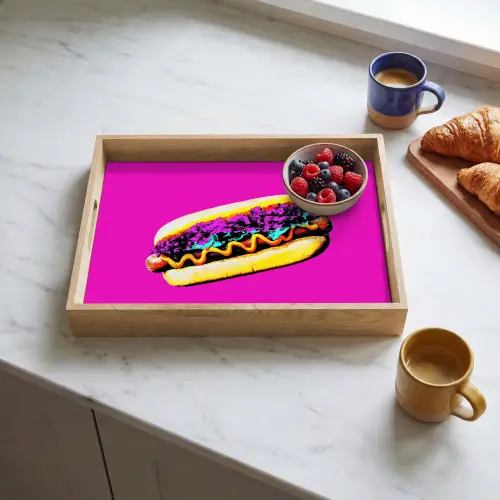 Hotdog - Roze - Retro Dienblad Rechthoek middel -sfeer2