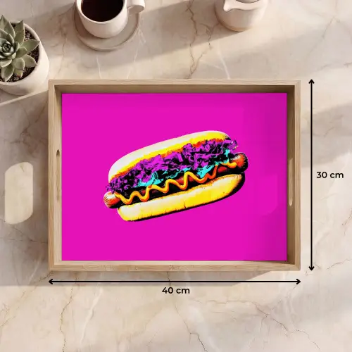 Hotdog - Roze - Retro Dienblad Rechthoek middel -USP_Formaat