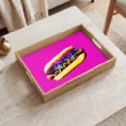 Hotdog - Roze - Retro Dienblad Rechthoek middel -sfeer1