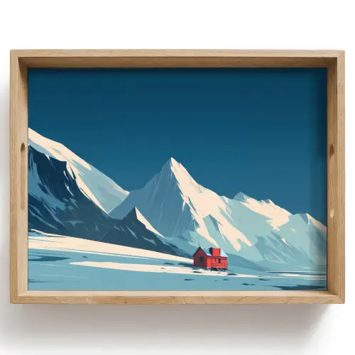 Huis - Berglandschap -  Sneeuw Dienblad Rechthoek middel -z3d_shopping