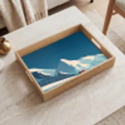 Huis - Berglandschap -  Sneeuw Dienblad Rechthoek middel -sfeer1