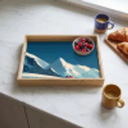 Huis - Berglandschap -  Sneeuw Dienblad Rechthoek middel -sfeer2