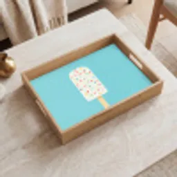 Ijsje - Stokje - Sprinkles - Lichtblauw Dienblad Rechthoek middel -sfeer1