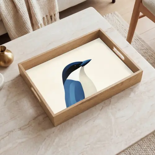 Illustratie - Blauw - Vogel Dienblad Rechthoek middel -sfeer1