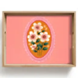 Illustratie - Bloemen - Rand - Roze Dienblad Rechthoek middel -z3d_shopping