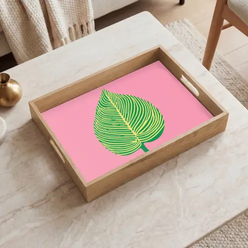 Illustratie - Blad - Minimalistisch - Groen Dienblad Rechthoek middel -sfeer1