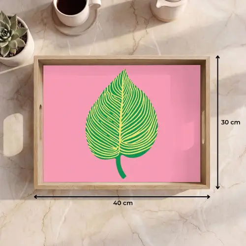 Illustratie - Blad - Minimalistisch - Groen Dienblad Rechthoek middel -USP_Formaat