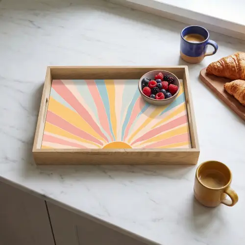 Illustratie - Zon - Pastelkleuren Dienblad Rechthoek middel -sfeer2