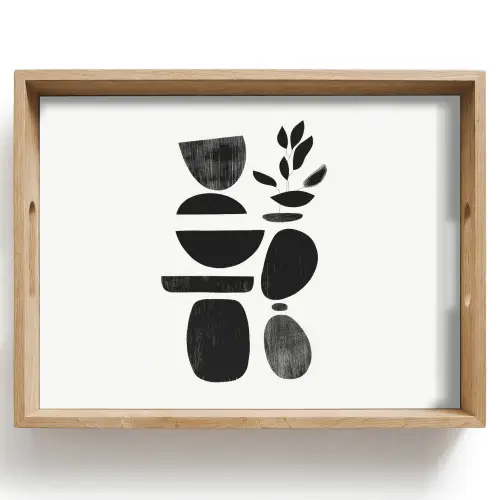 Japandi - Zwart - Abstract Dienblad Rechthoek middel -z3d_shopping