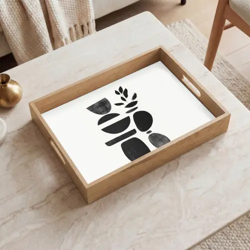 Japandi - Zwart - Abstract Dienblad Rechthoek middel -sfeer1