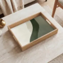 Japandi - Groen - Abstract - Modern Dienblad Rechthoek middel -sfeer1