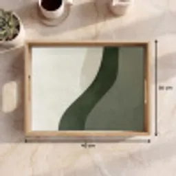 Japandi - Groen - Abstract - Modern Dienblad Rechthoek middel -USP_Formaat