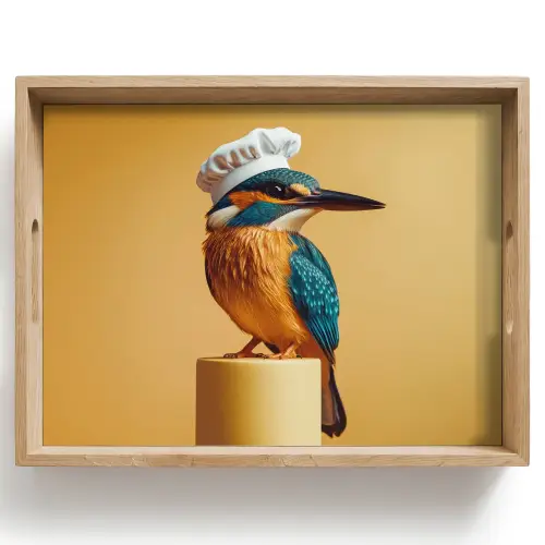 Ijsvogel - Pilaar - Koksmuts - Vogel Dienblad Rechthoek middel -z3d_shopping