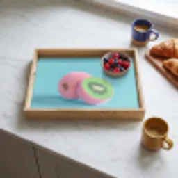 Kiwi - Blauw - Surrealistisch Dienblad Rechthoek middel -sfeer2