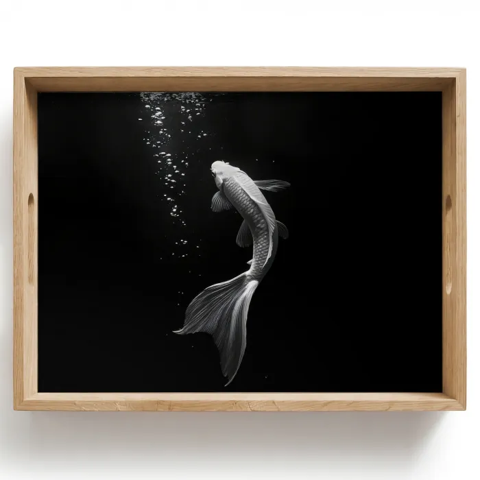 Koi - Vis - Wit - Zwart Dienblad Rechthoek middel -z3d_shopping