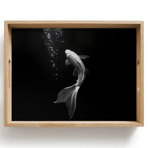 Koi - Vis - Wit - Zwart Dienblad Rechthoek middel -z3d_shopping