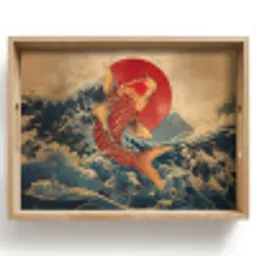 Koi - Zee - Golven - Zon Dienblad Rechthoek middel -z3d_shopping