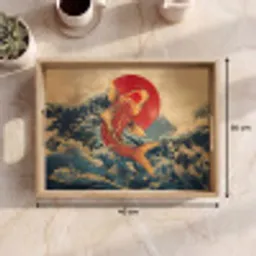 Koi - Zee - Golven - Zon Dienblad Rechthoek middel -USP_Formaat