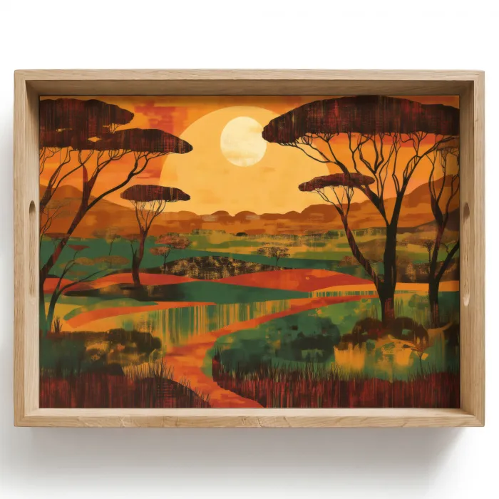 Landschap - Afrikaans - Zon Dienblad Rechthoek middel -z3d_shopping