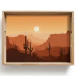 Landschap - Woestijn - Cactussen - Zon Dienblad Rechthoek middel -z3d_shopping
