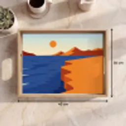 Landschap - Bergen - Zon - Zee Dienblad Rechthoek middel -USP_Formaat
