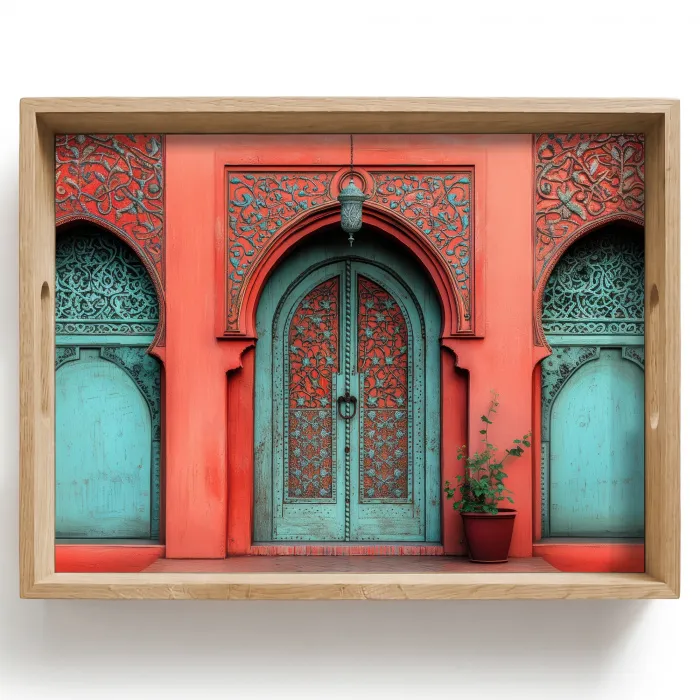 Lantaarn - Deur - Turquoise Dienblad Rechthoek middel -z3d_shopping