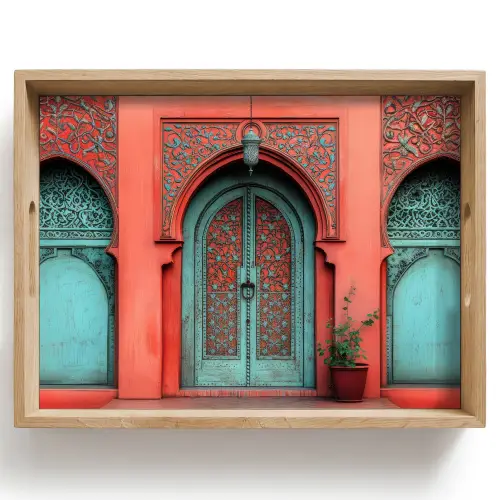 Lantaarn - Deur - Turquoise Dienblad Rechthoek middel -z3d_shopping