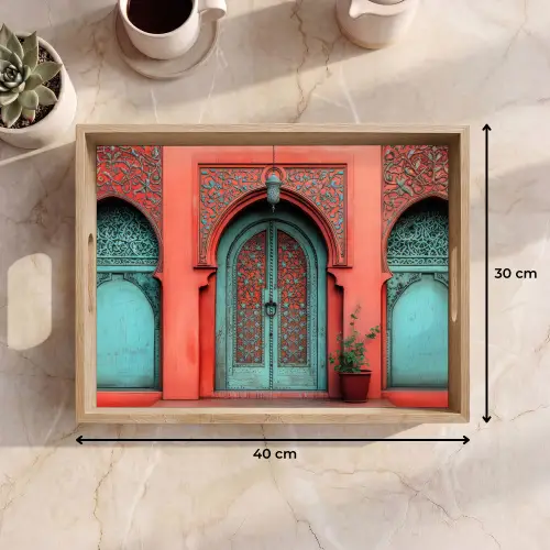 Lantaarn - Deur - Turquoise Dienblad Rechthoek middel -USP_Formaat