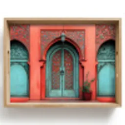 Lantaarn - Deur - Turquoise Dienblad Rechthoek middel -z3d_shopping